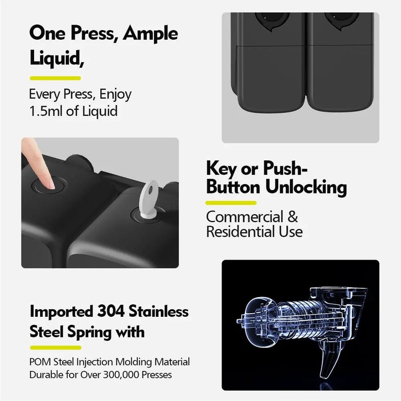 Bluejw Modern Hotel ABS Bath Set Foam Soap Dispenser Manual Single/Double/Triple Shower Gel Shampoo Hand Soap Bathroom Organizer with Optional Handheld Shower - Image 4